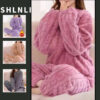 Pijama Feminino Inverno 2 Peças em Lã Flanelada – Manga Longa, Calça de Cintura Elástica e Conforto Térmico