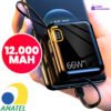 Carregador Portátil 12000mAh com Cabo Duplo Integrado – Carregamento Rápido e Design Compacto