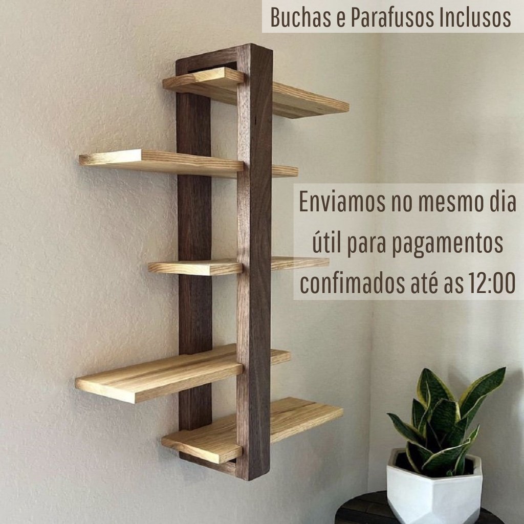 Rack Prateleira Suspensa Nicho C5 Andar Madeira Maciça Para Plantas Sala, Quartos e Quintal (6)