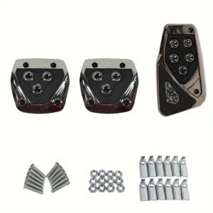 Kit 3 Pedaleiras Esportivas Automotivas Universal Preto – Acessório Tuning para Carros
