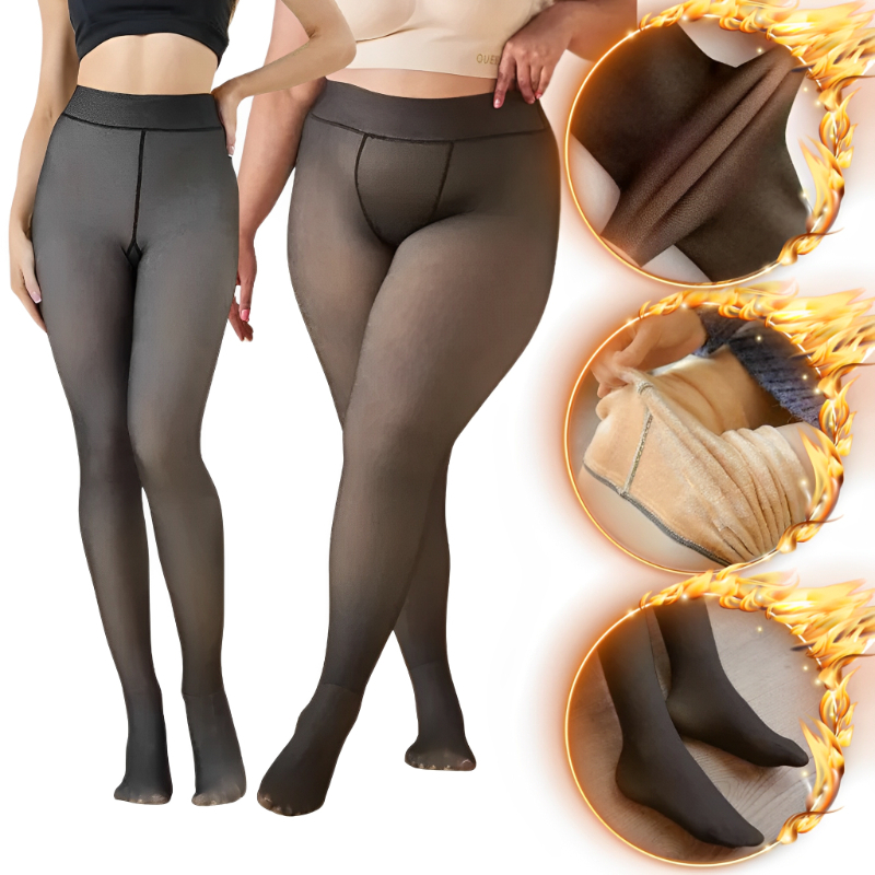 Meia Calça Térmica Feminina Peluciada Translúcida Alta Elasticidade Super Quente Para Inverno