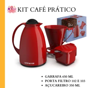 Kit Café Completo com Garrafa Térmica 650ml, Açucareiro e Suporte para Filtro 102 e 103