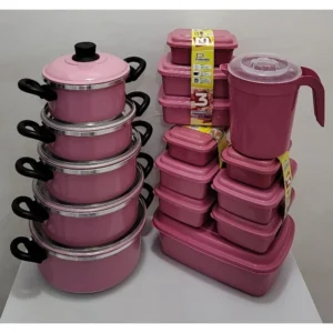 Kit Jogo de Panelas 5 Peças + 10 Potes Organizadores + 1 Jarra – Conjunto Completo para Cozinha