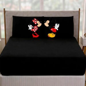 Jogo De Lençol Casal/Queen/King 3 Peças Tematico Diversos Ideal Para Cama Box - Poliester. Mickey e Minnie