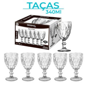 Jogo Taças Vidro 2/4/6 Diamond Bico Jaca Abacaxi Conjunto Taça Para Água Vinho Tinto Suco Diamante