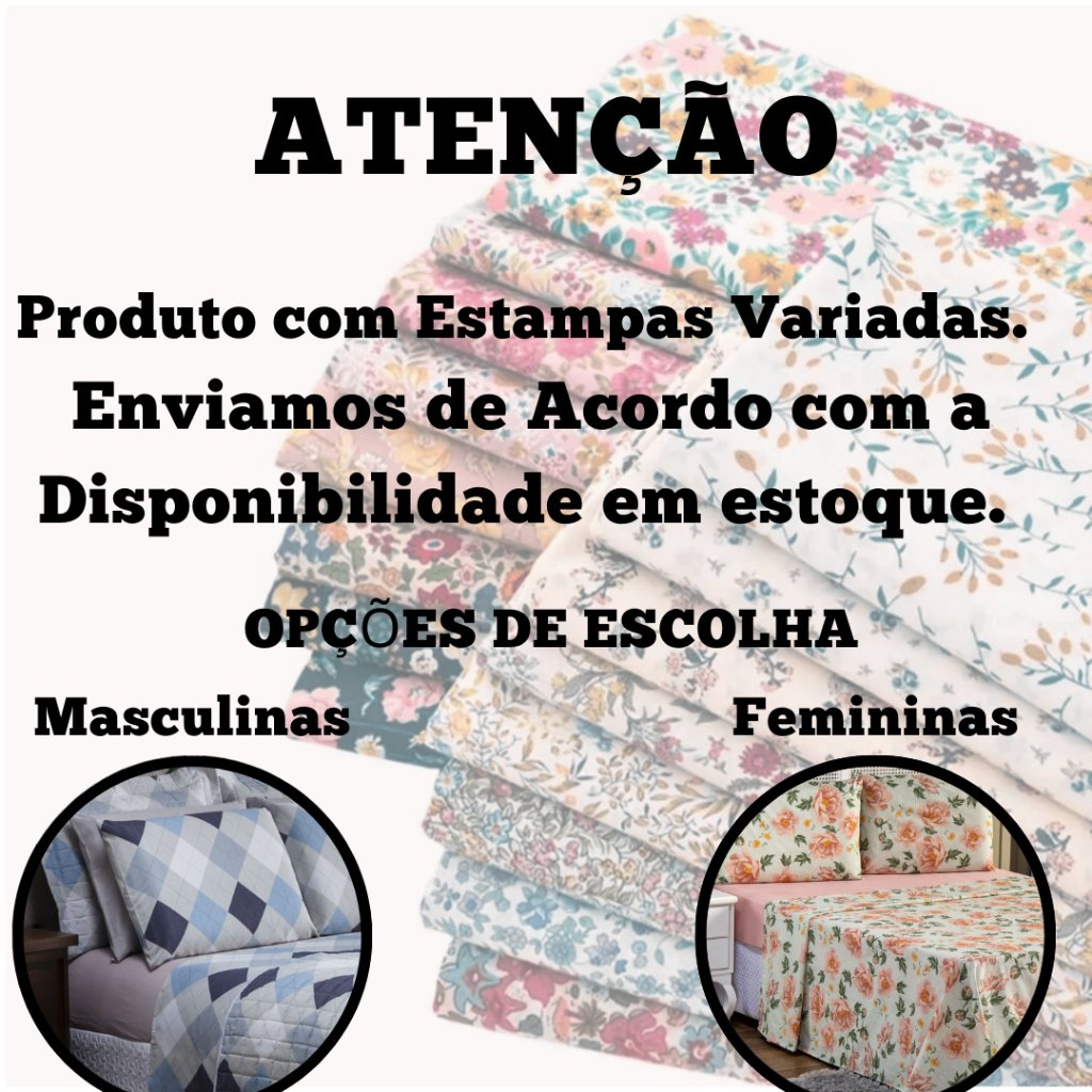 Jogo de lençol com elástico Casal Queen com 3 peças estampadas (8)