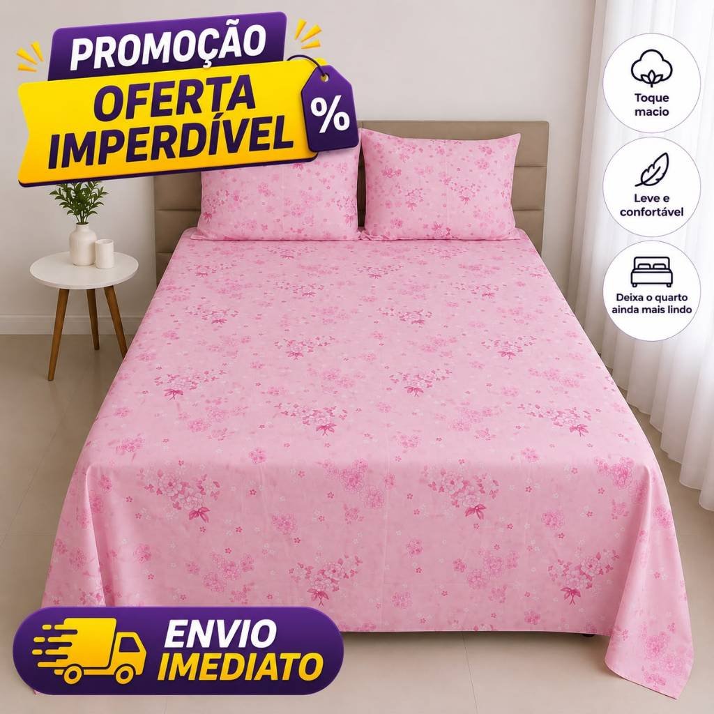Kit 3 Pçs Lençol Casal Percal 500 Fios Linha Premium Luxo (2)