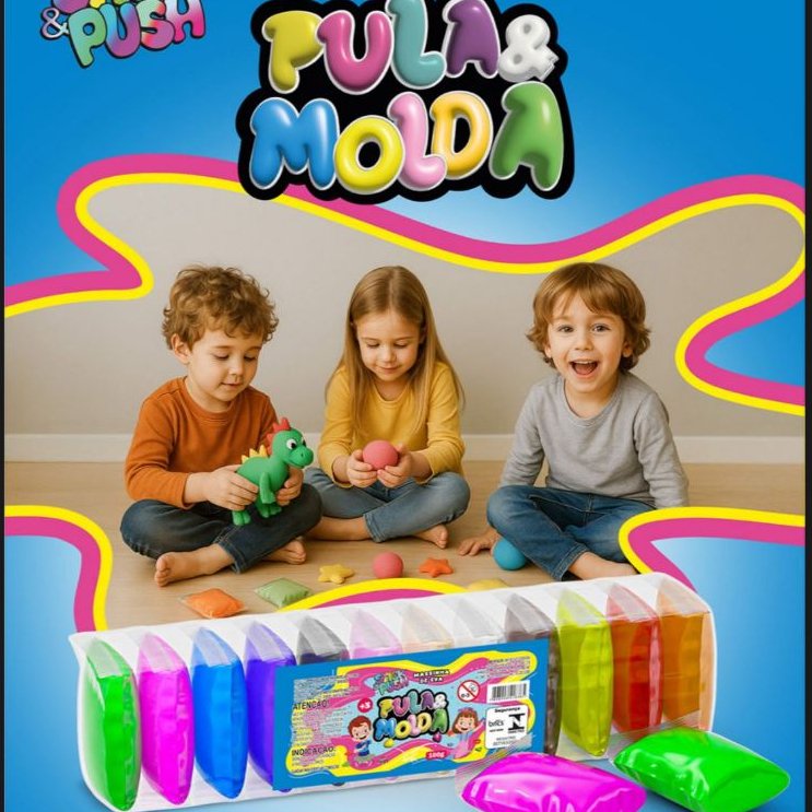 Kit 60 massinhas EVA Pula-Pula (peso total 500gr) (12 cores) + 10 ferramentas de modelar (2)