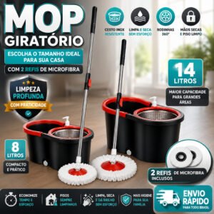 mop com cesto inox