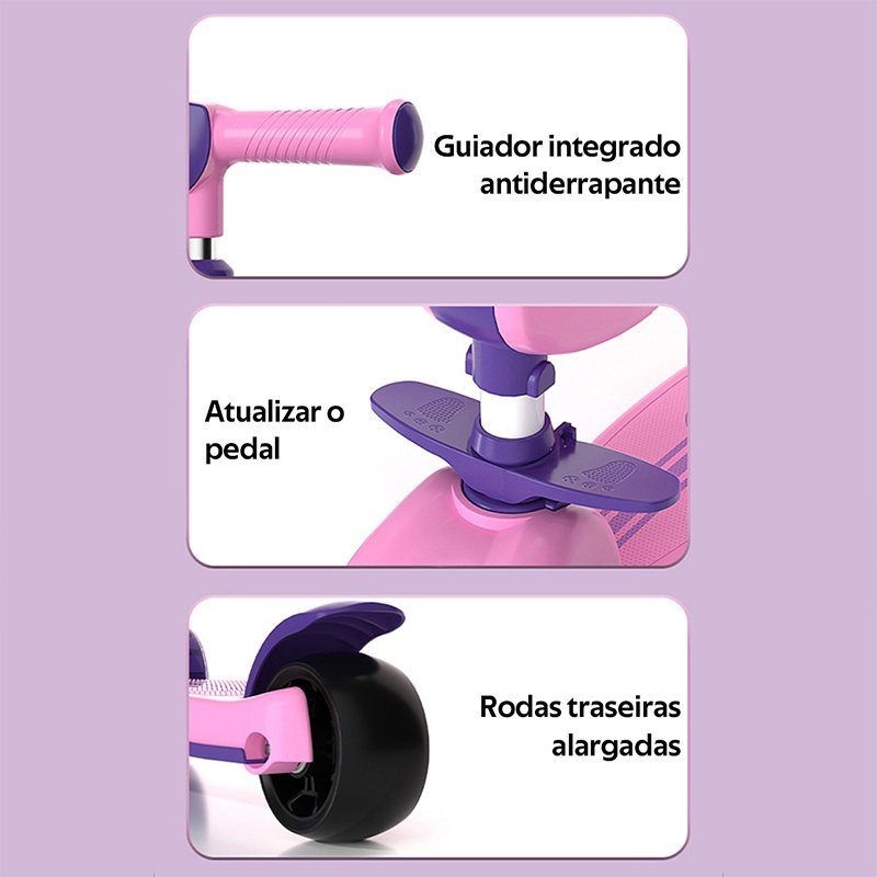 Patinete Infantil com Luz e Som Dobrável, Guidão Regulável Até 60kg Menino e Menina ao Ar Livre-B03 (8)