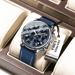 Relógio Masculino Esportivo Cronógrafo – Nylon ou Couro, Luminoso, Calendário e Resistente à Água