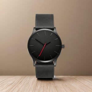 Relógio Masculino Clássico de Quartzo – Mostrador Grande Ultrafino Preto